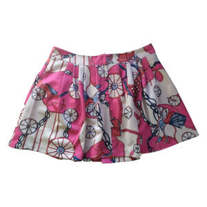 VERY J Pink Pleated Wagonwheel Skirt Sz Large Novelty Steampunk Barbiecore Mini